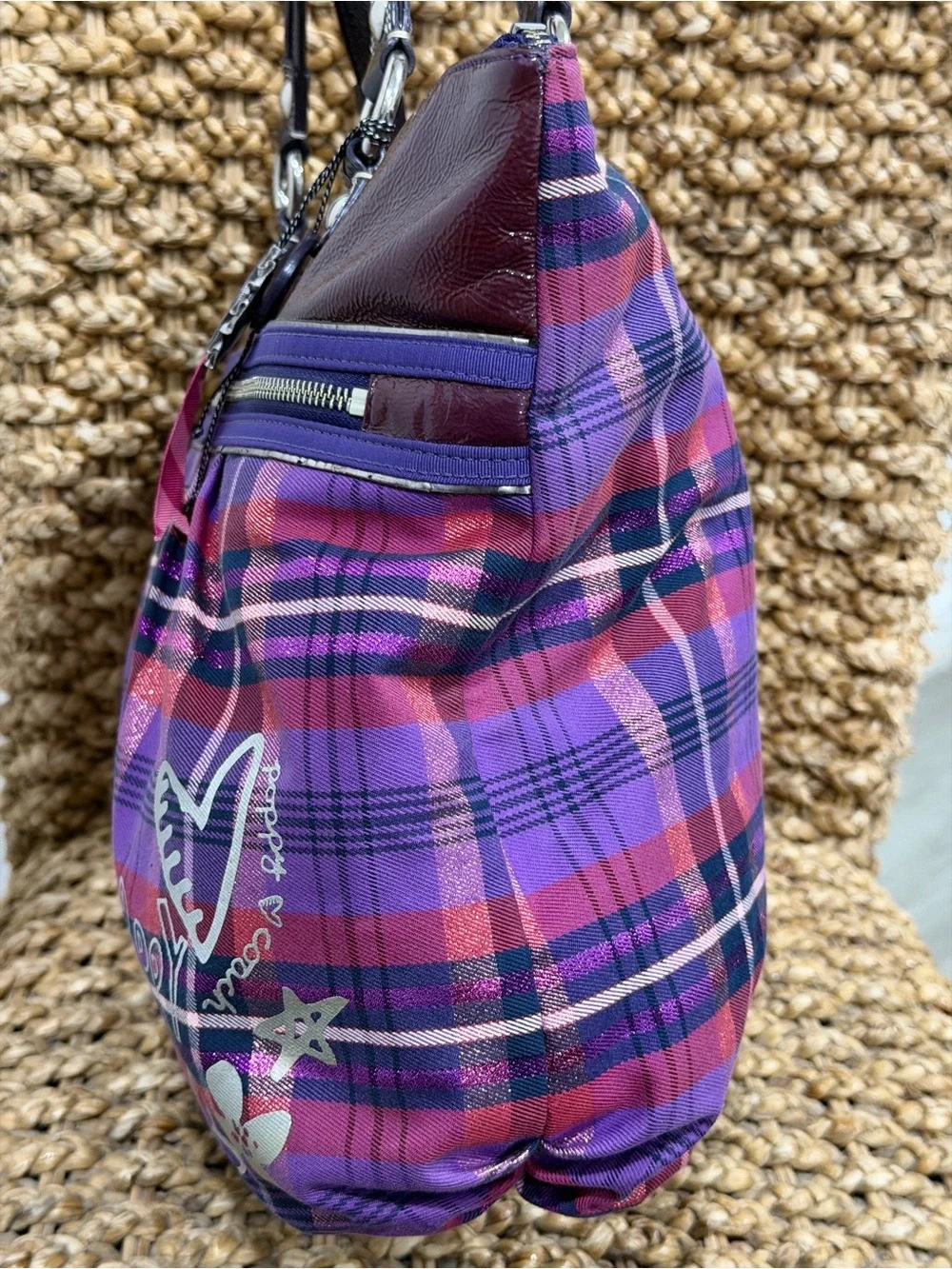 Coach Poppy Tartan Plaid Glam Tote Bag